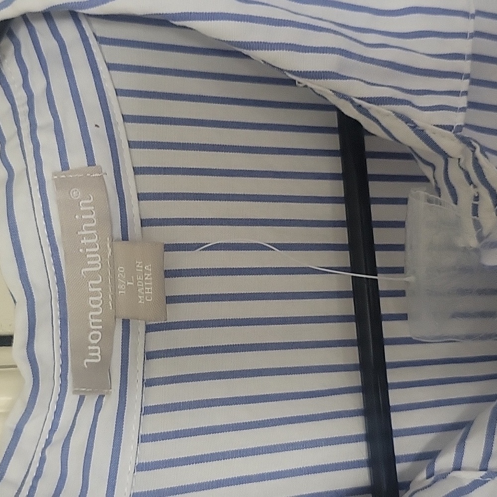 Blue Striped Women Shirt with Embroidery - Picture 3 of 6